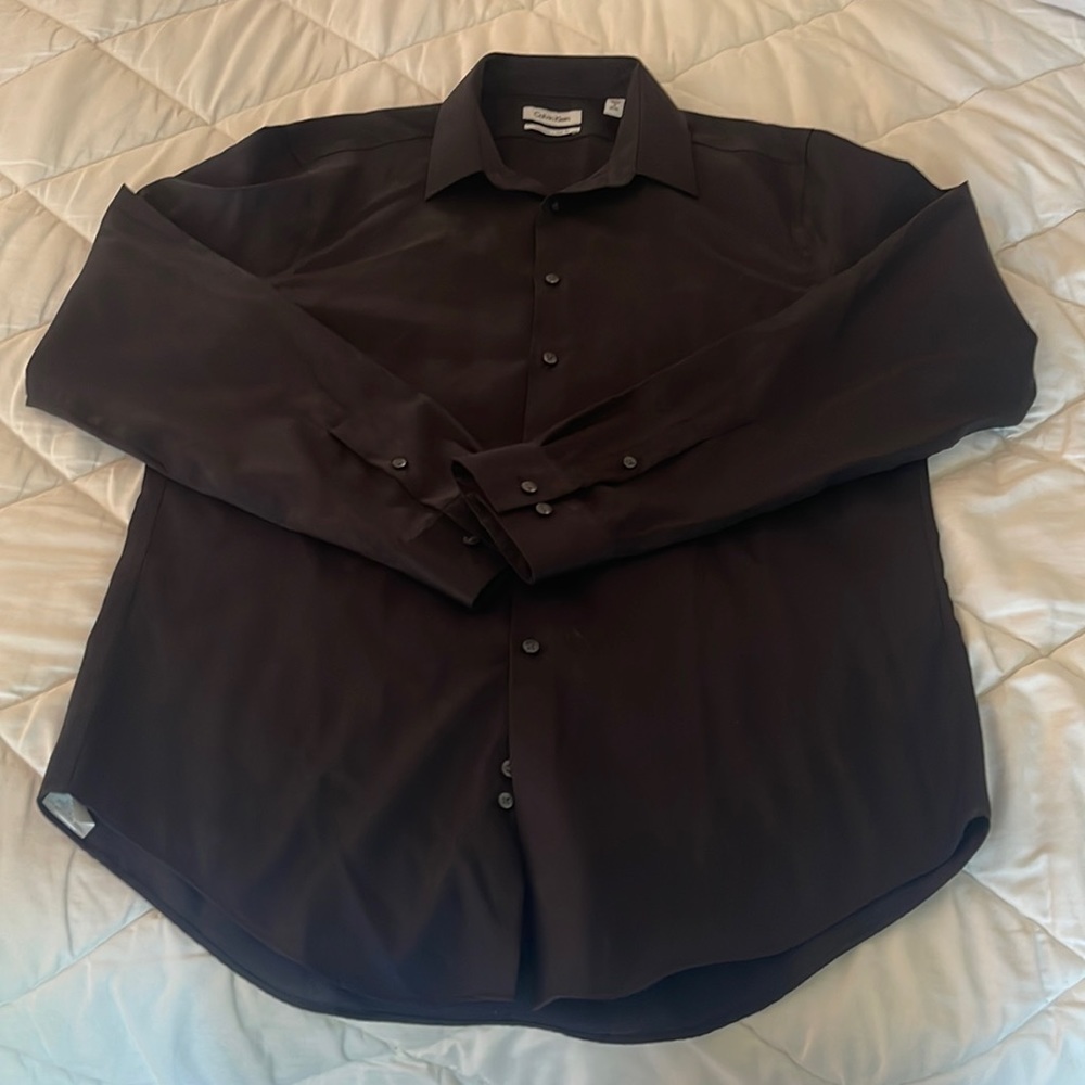 Calvin Klein black dress shirt slim fit 16 34/35